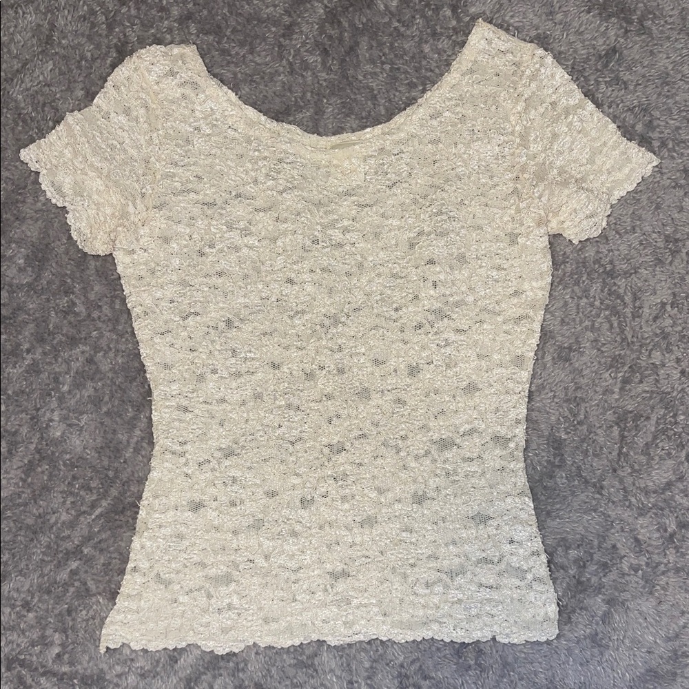 Victoria’s Secret Sheer Lace Top – Ivory Floral | Coquette • Romantic • Feminine